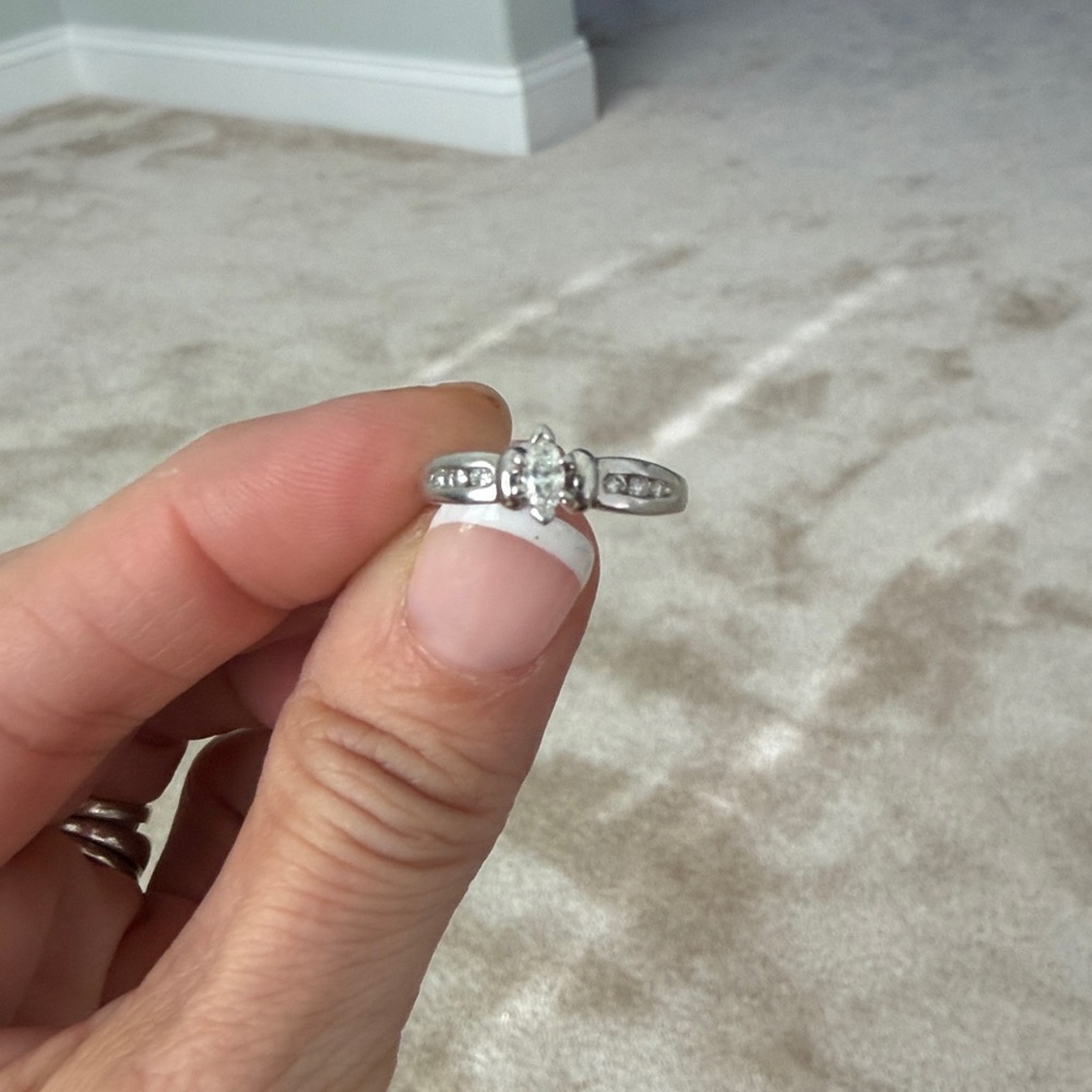 Marquise cut platinum diamond ring